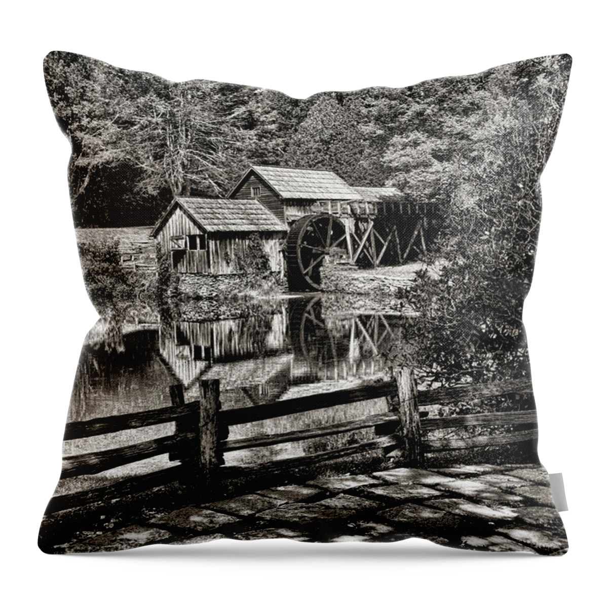 Paul Ward Throw Pillow featuring the photograph Pathway to Marby Mill In Black and White by Paul Ward