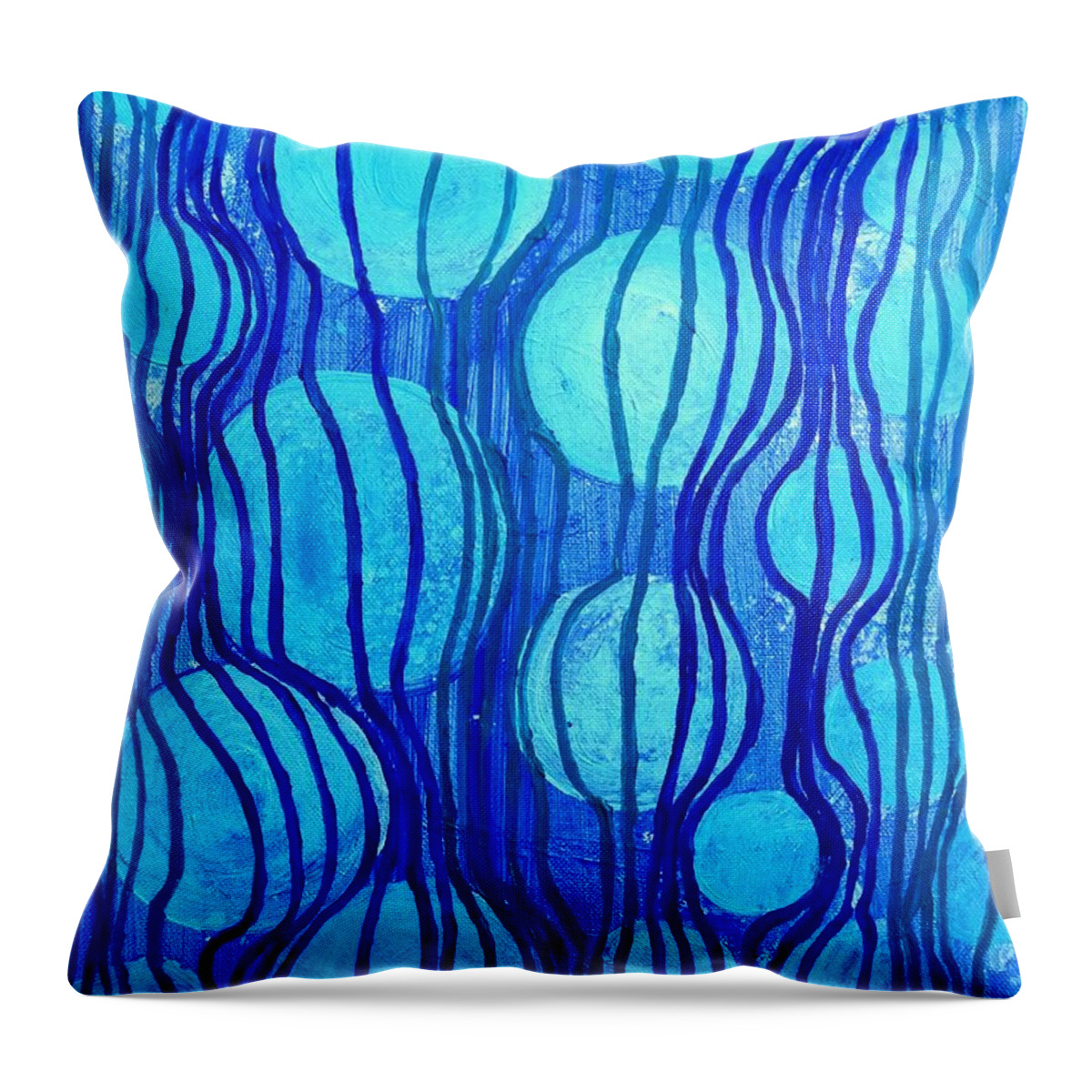 Pathway Throw Pillow featuring the painting Pathways Abstract 1 by Karen Jane Jones