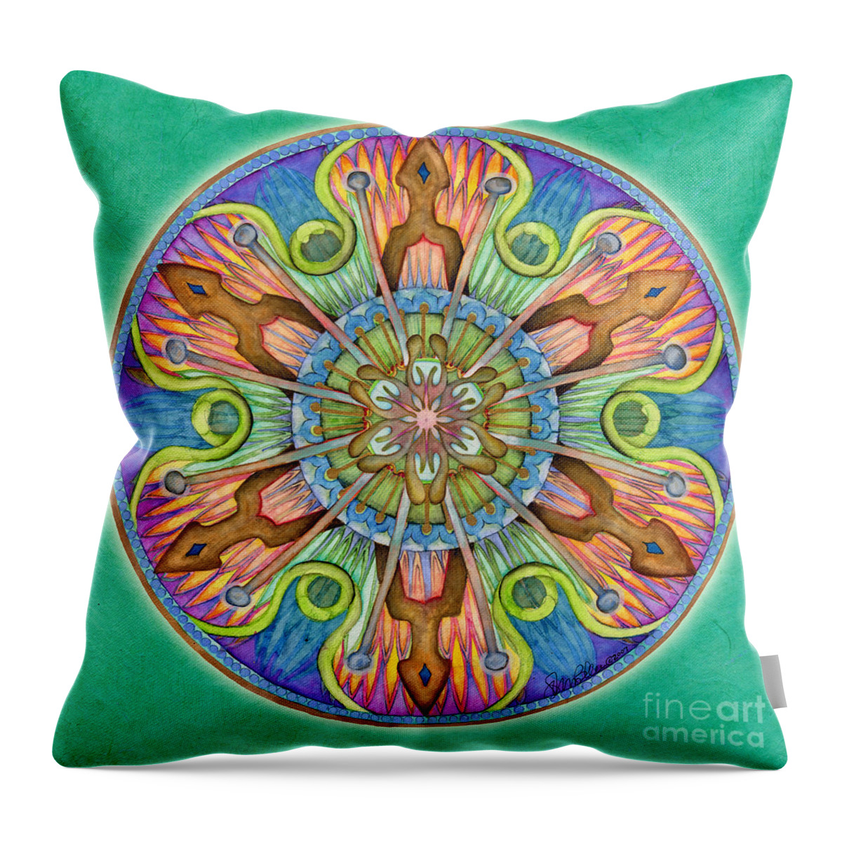 Mandala Throw Pillow featuring the painting Patience Mandala by Jo Thomas Blaine