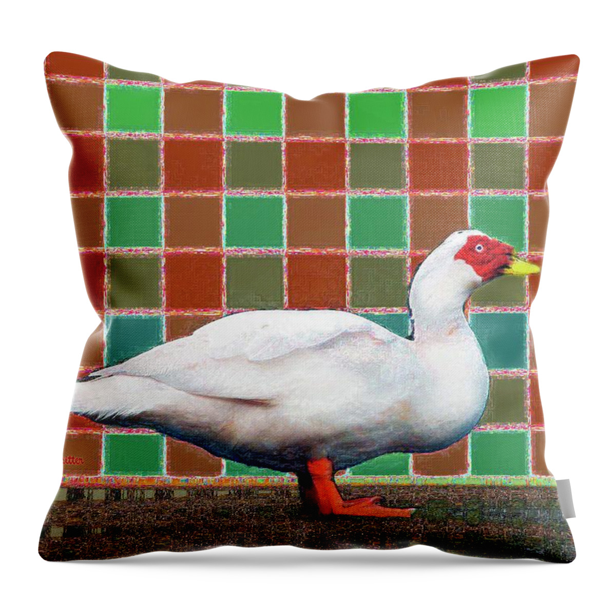 Posters Throw Pillow featuring the digital art Pato Art 4 by Miss Pet Sitter