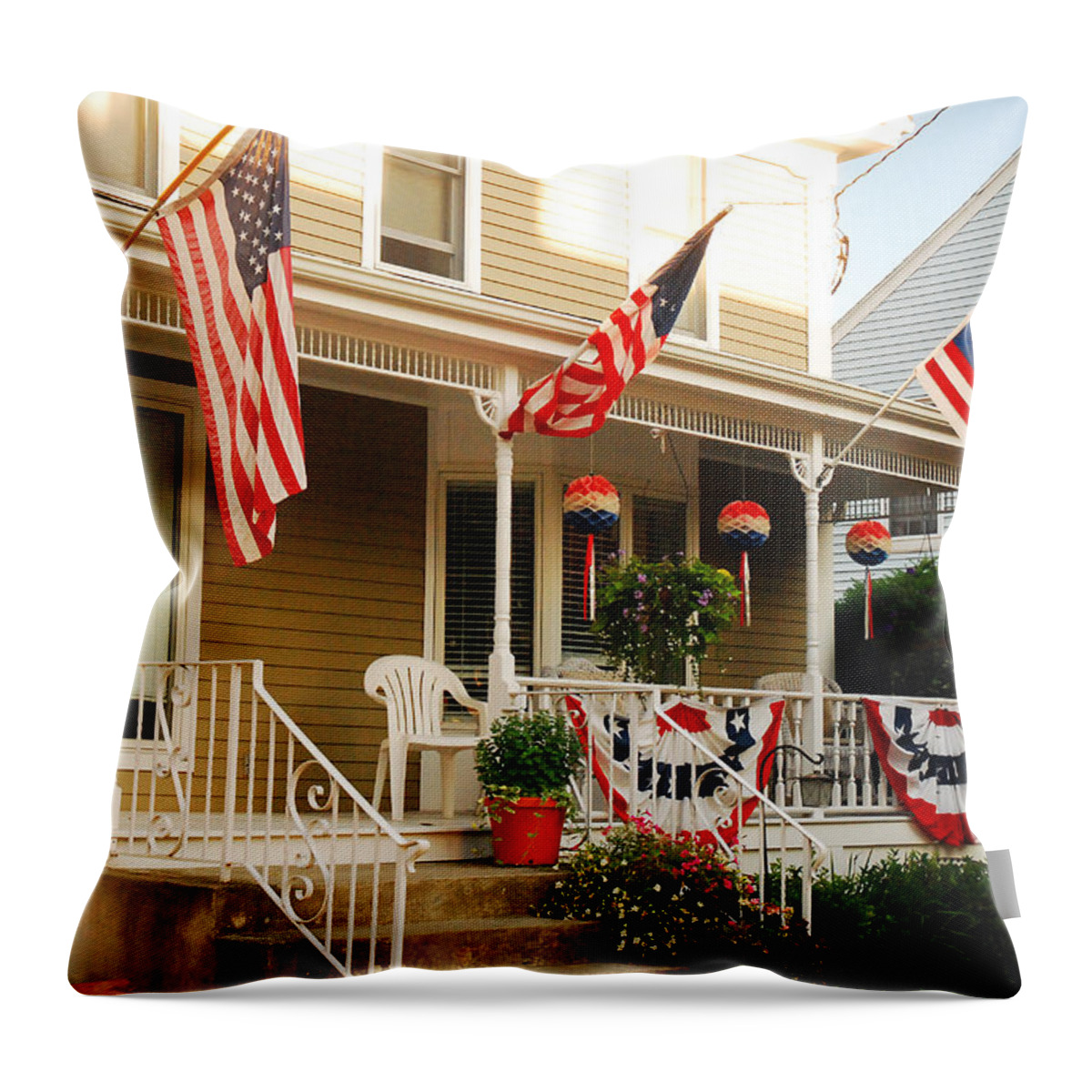 Untied Throw Pillow featuring the photograph Patriotic Home by James Kirkikis
