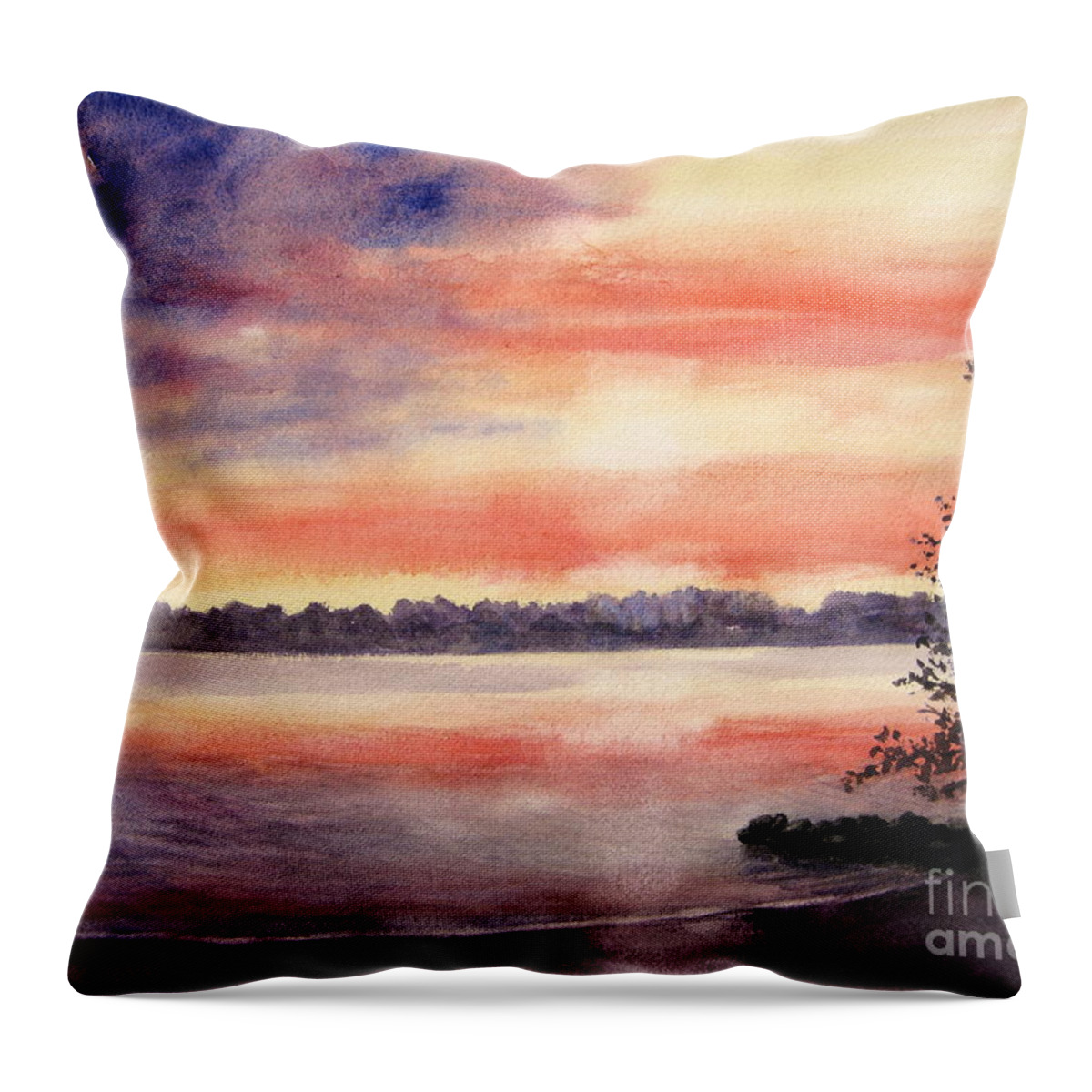 Tega Cay Throw Pillow featuring the painting Patriotic Windjammer Sky by Shirley Braithwaite Hunt