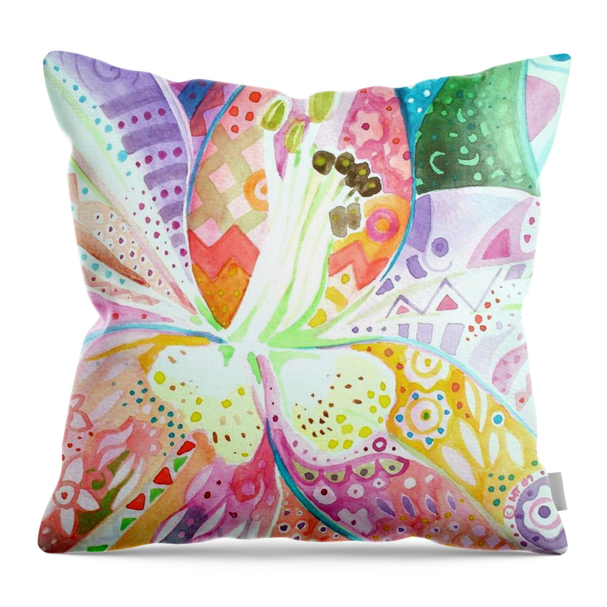 Flower Throw Pillow featuring the painting Pattern and Form II by Helena Tiainen