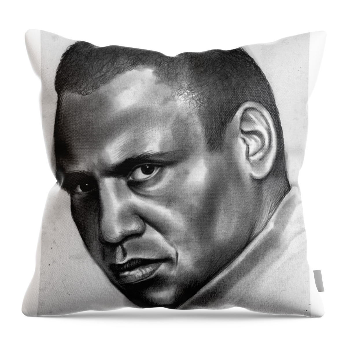Paul Robeson Throw Pillow featuring the drawing Paul Robeson by Greg Joens