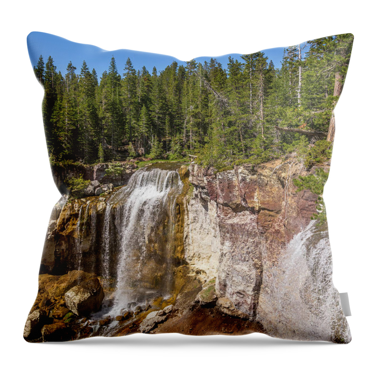 America Throw Pillow featuring the photograph Paulina Creek Falls From The Top by Marv Vandehey