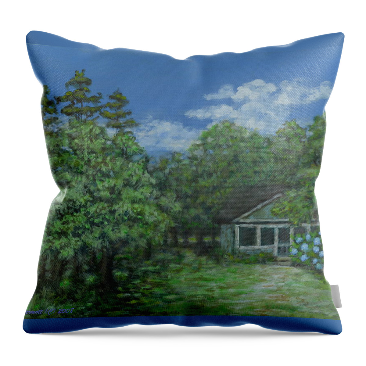 Blue Sky Throw Pillow featuring the painting Pawleys Island Blue by Kathleen McDermott