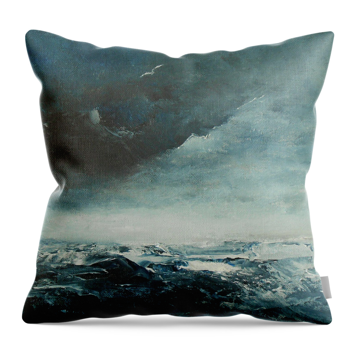 Abstract Throw Pillow featuring the painting Peace In The Midst Of The Storm by Jane See