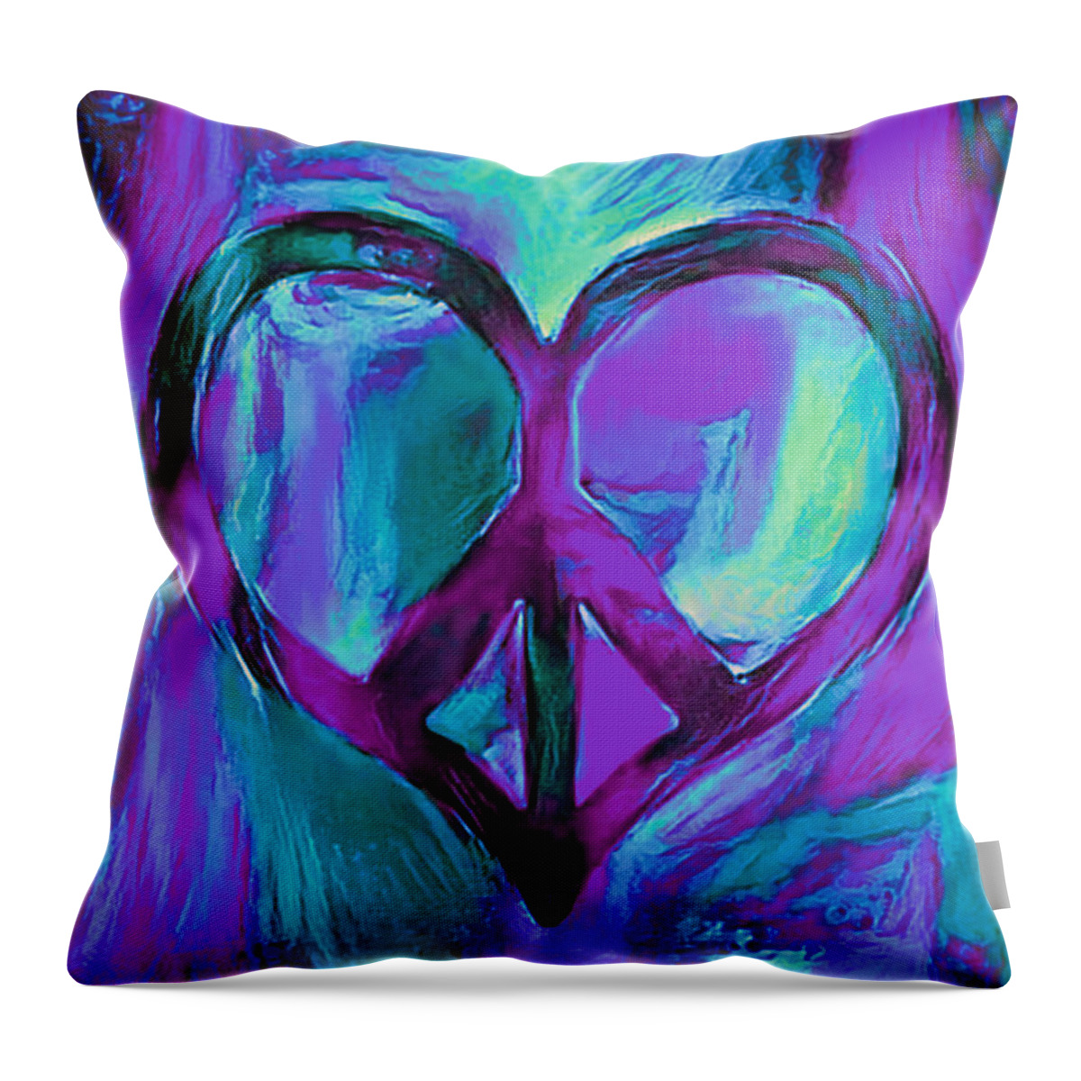 Peace Throw Pillow featuring the digital art Peace Of My Heart - Purple Teal by Artistic Mystic