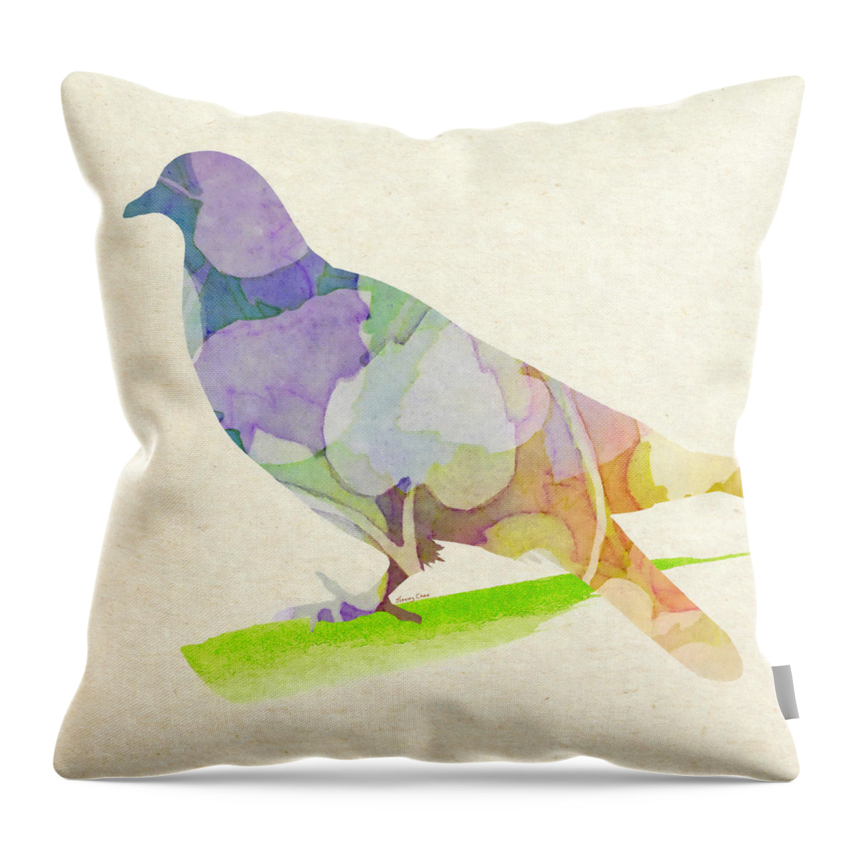 Pigeon Throw Pillow featuring the mixed media Peace by Stacey Chiew