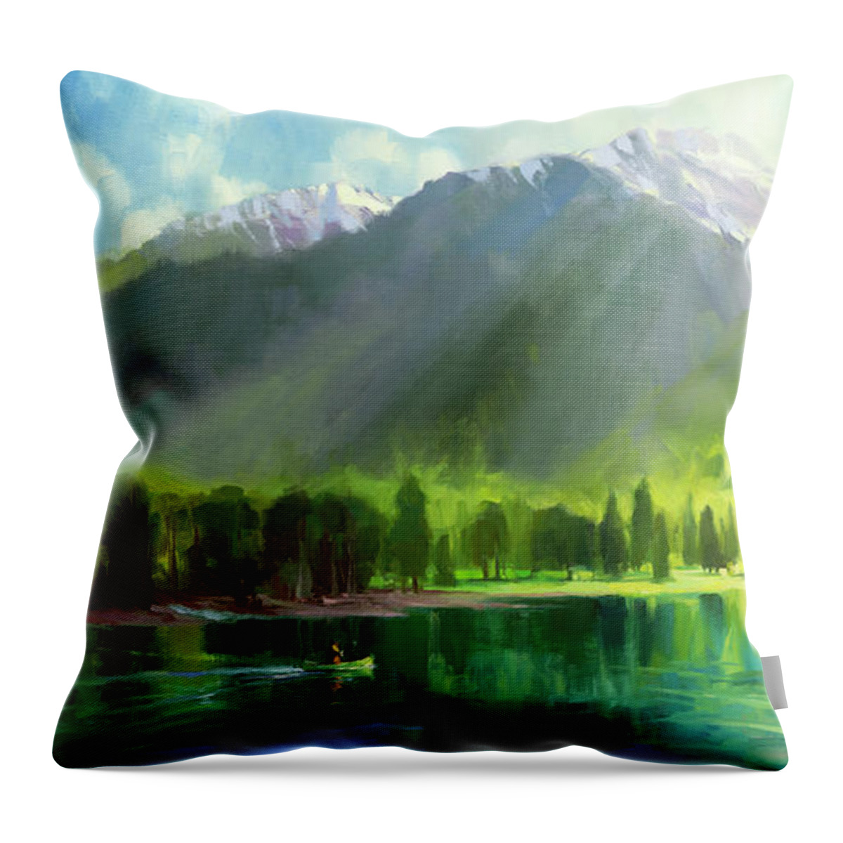 Mountains Throw Pillow featuring the painting Peace by Steve Henderson