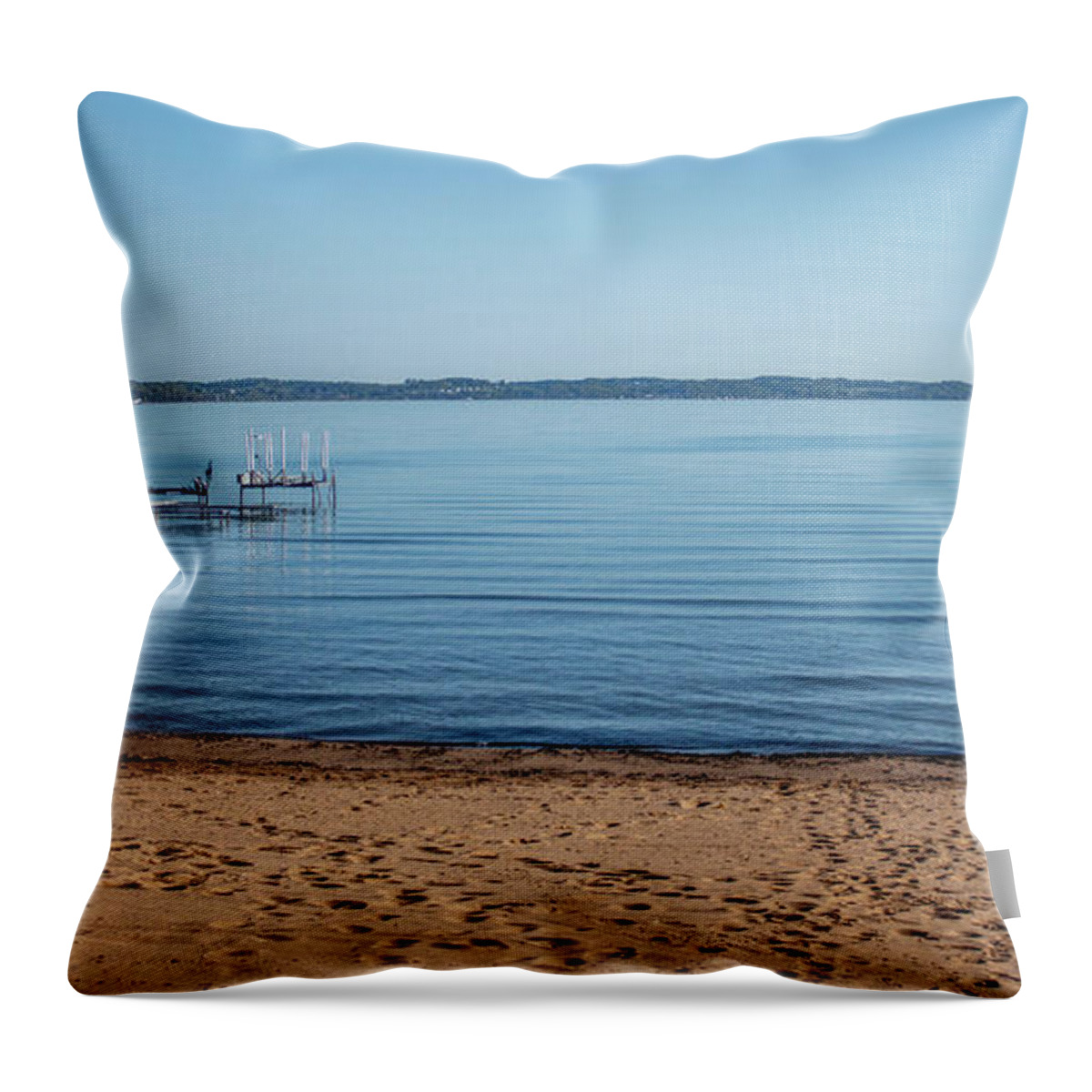 Grand Traverse Bay Throw Pillow featuring the photograph Grand Traverse Bay Beach-Michigan by Joann Copeland-Paul
