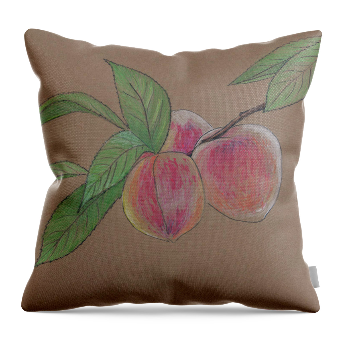 Peach Throw Pillow featuring the painting Peach Branch by Masha Batkova