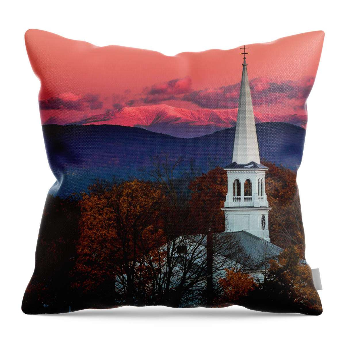 Vermont Throw Pillow featuring the photograph Peacham and White Mtn Sunset by Tim Kirchoff