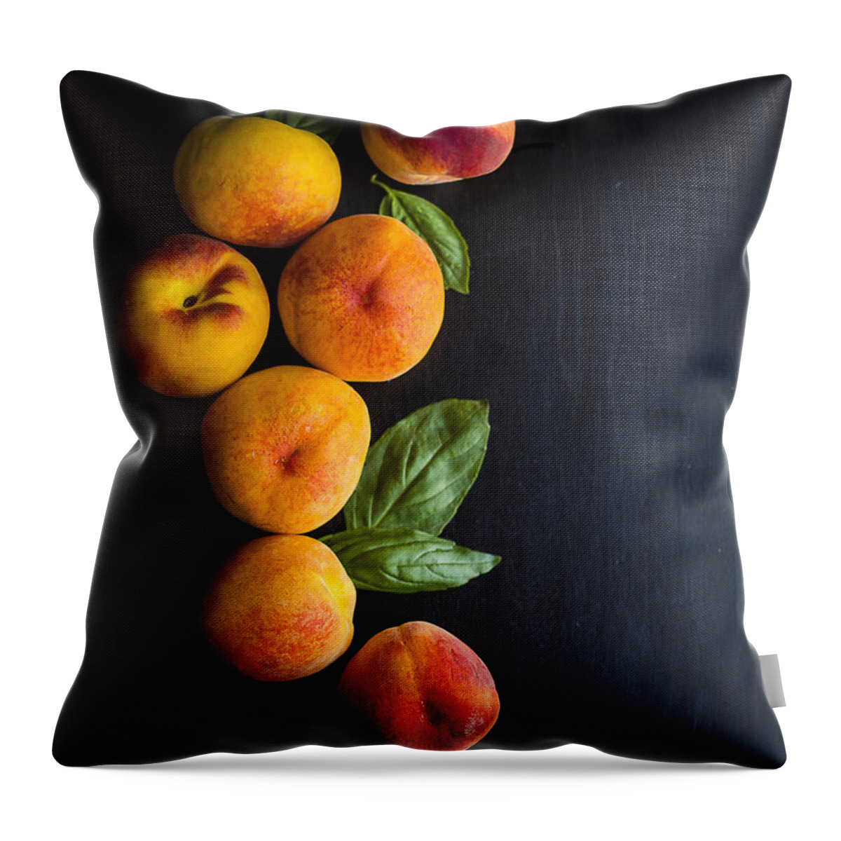 Peaches Throw Pillow featuring the photograph Peaches and Basil by Nicole English
