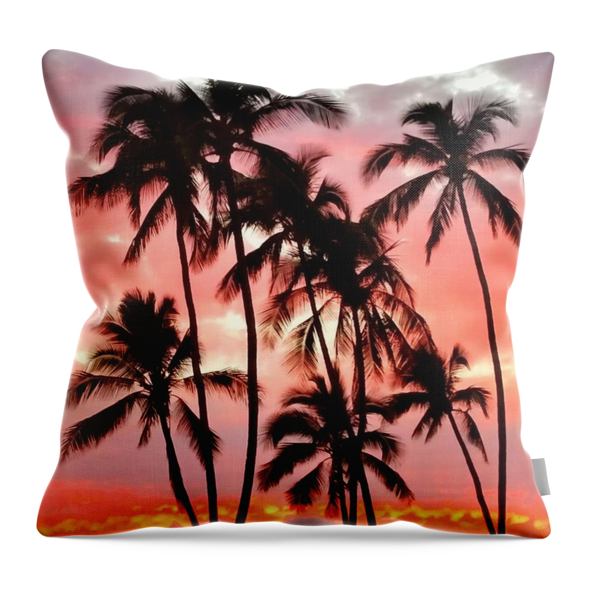 Palm Tree Throw Pillow featuring the photograph Peachy Palms by Jeff Cook