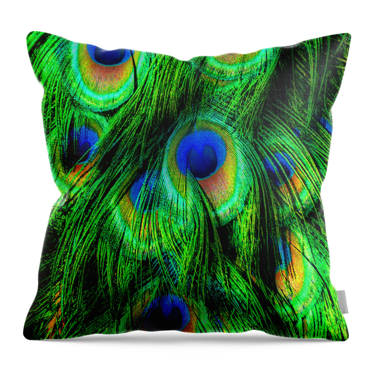Bird Throw Pillow featuring the painting Peacock or Flower 2 by Tony Rubino