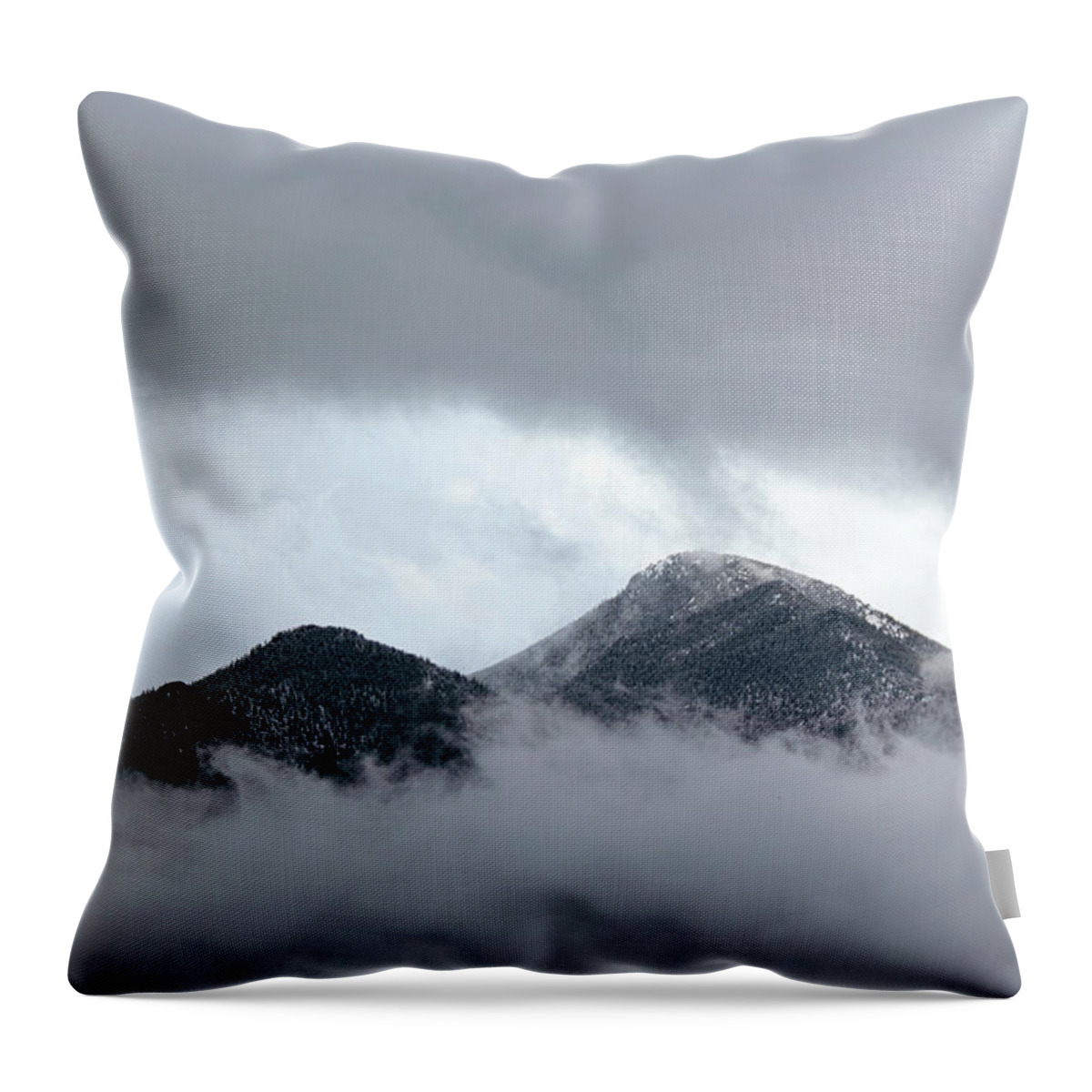 Mountain Throw Pillow featuring the photograph Peaking Through The Clouds by Shane Bechler