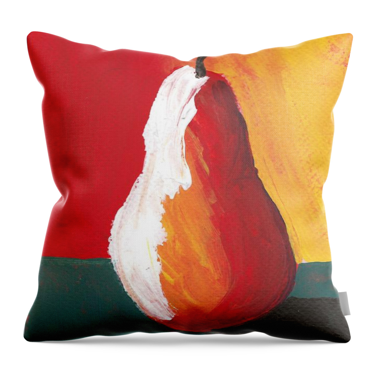 Abstract Pear Throw Pillow featuring the painting Pear 10 by Elise Boam
