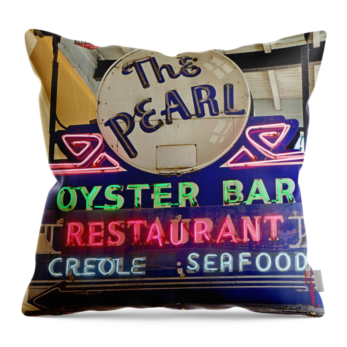 Pearl Oyster Bar Throw Pillow featuring the photograph Pearl Oyster Bar by Robert Meyers-Lussier