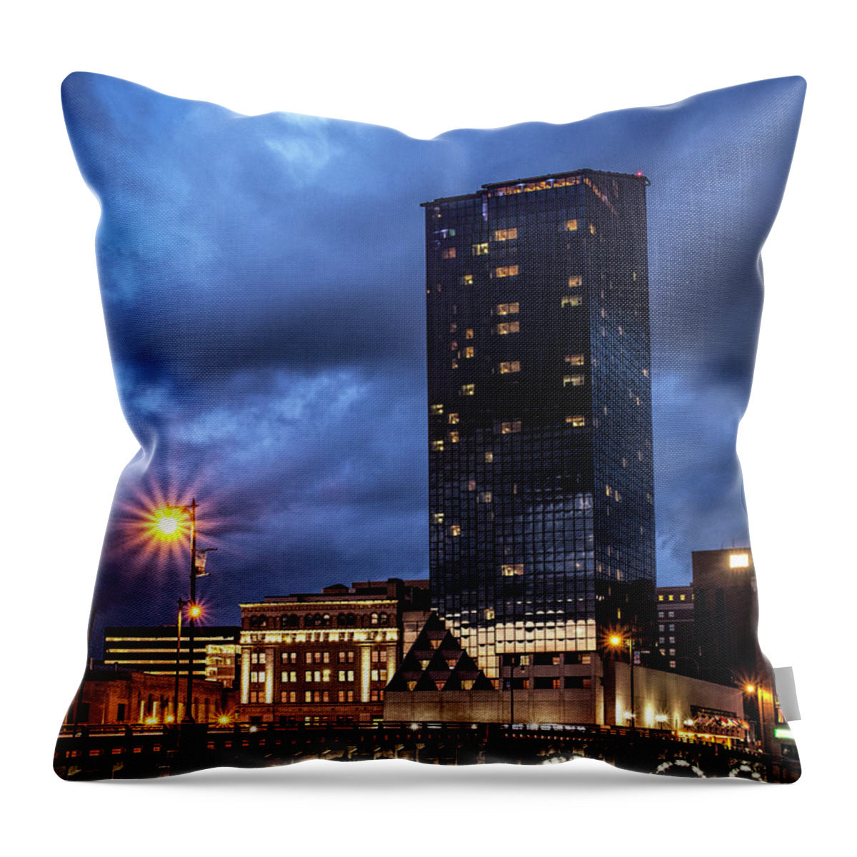 Bridge Throw Pillow featuring the photograph Pearl Street Bridge at Night by Randall Nyhof