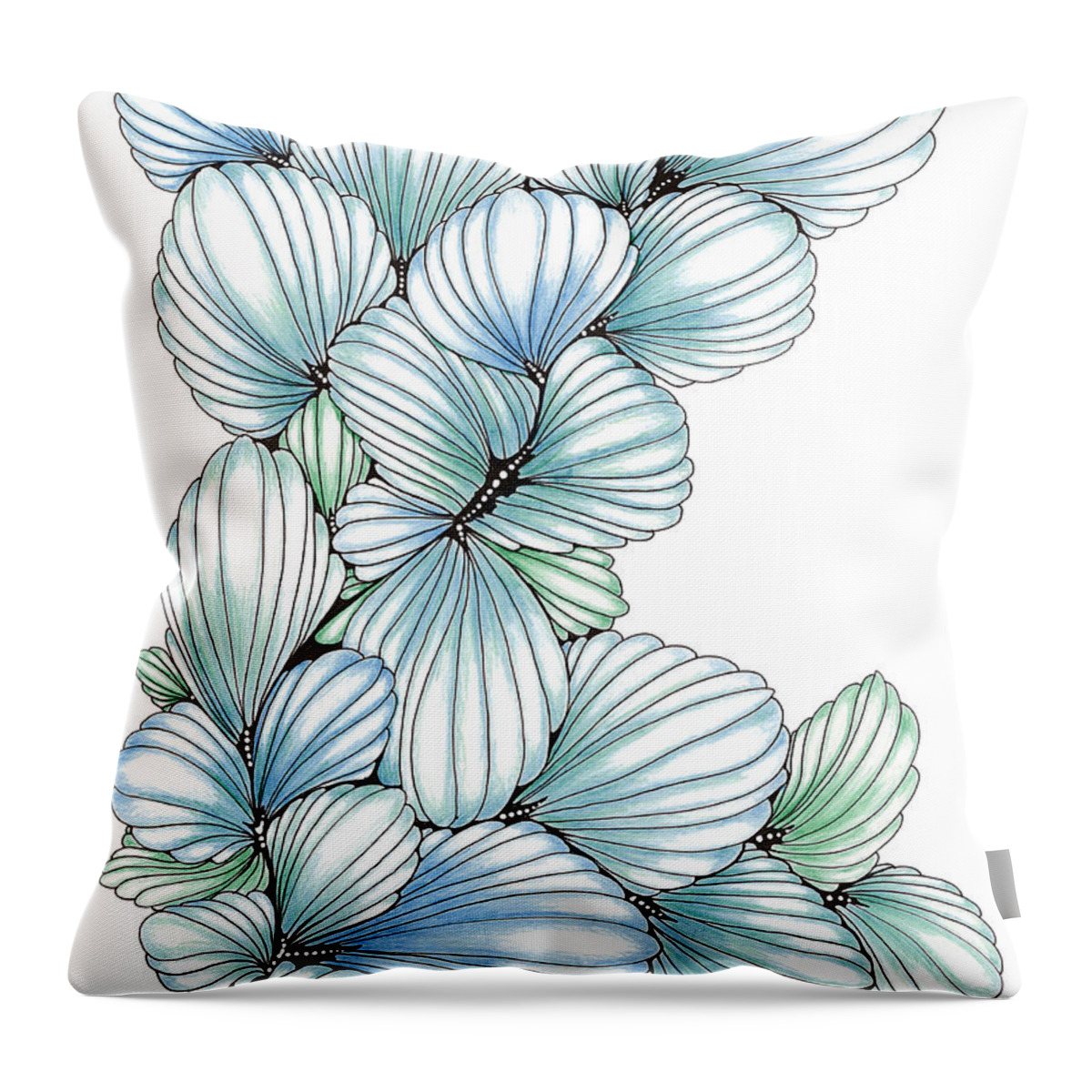 Plume Throw Pillow featuring the drawing Pearlescent Plume by Alexandra Louie