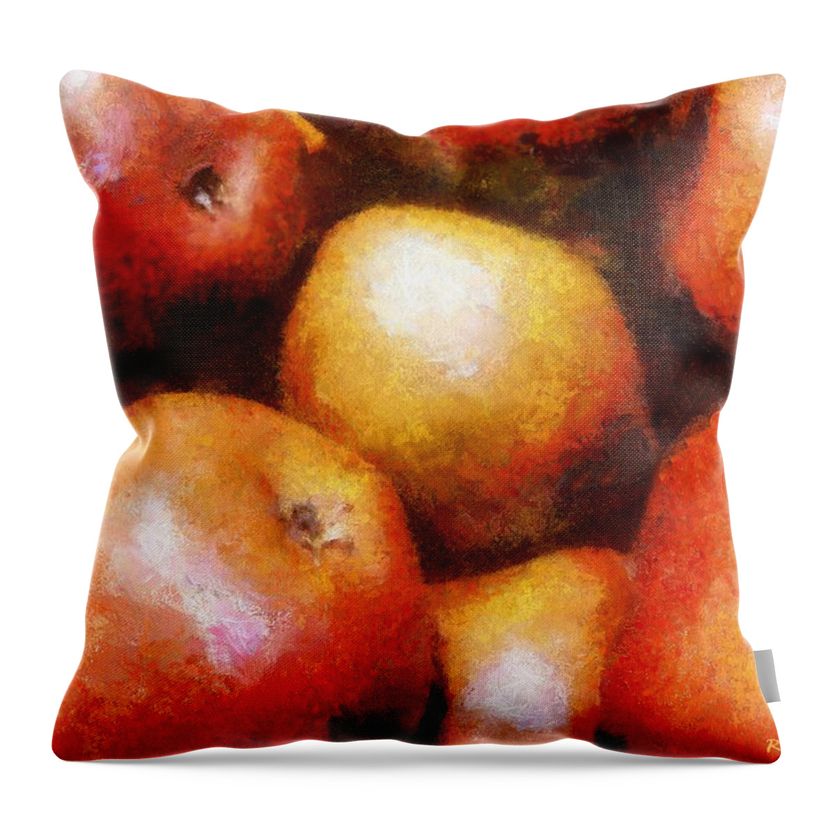 Fruit Throw Pillow featuring the painting Pears d'Anjou by RC DeWinter
