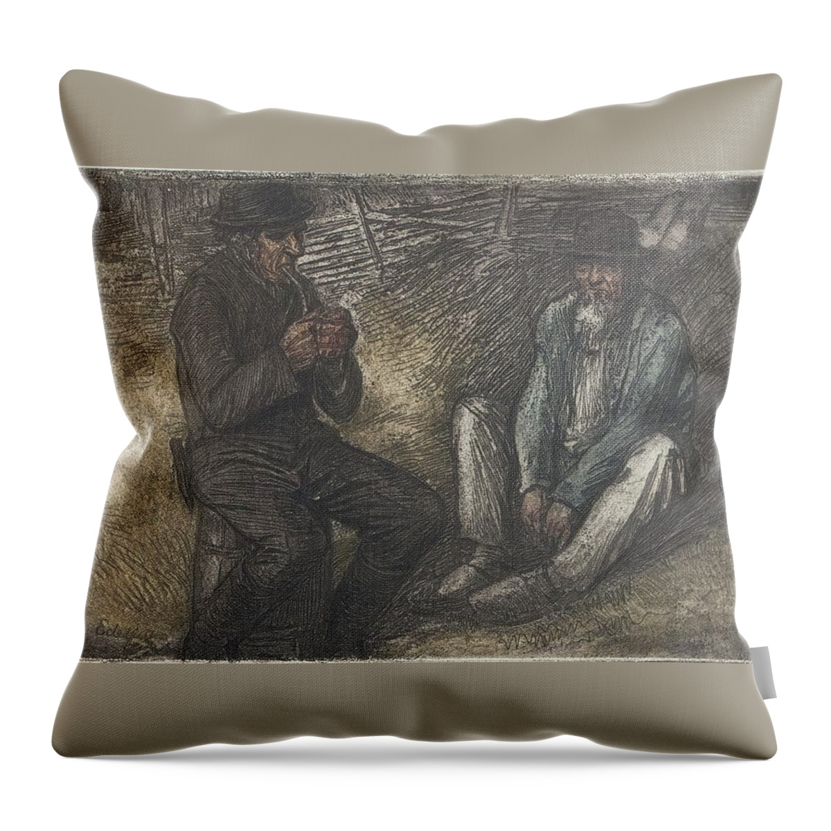 Albert Edelfelt Throw Pillow featuring the painting Peasant Life by MotionAge Designs