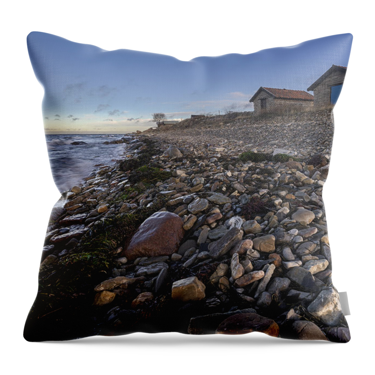 Baltic Sea Throw Pillow featuring the photograph Pebble Beach by Ludwig Riml