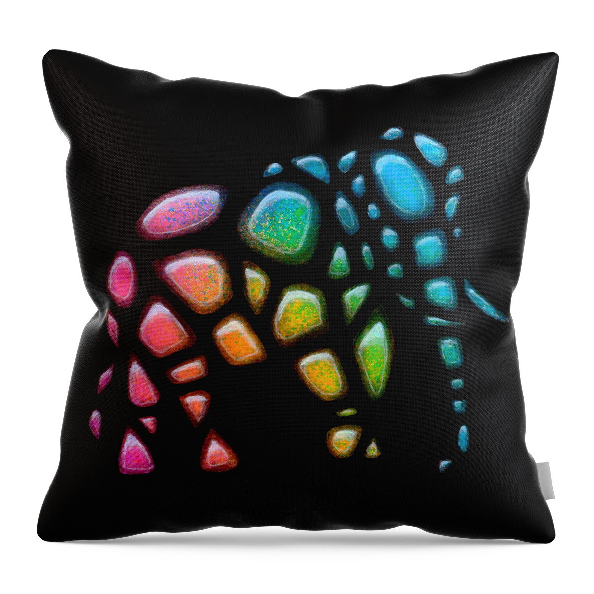 Elephant Throw Pillow featuring the painting Pebble Elephant black 2 by Sarah Krafft