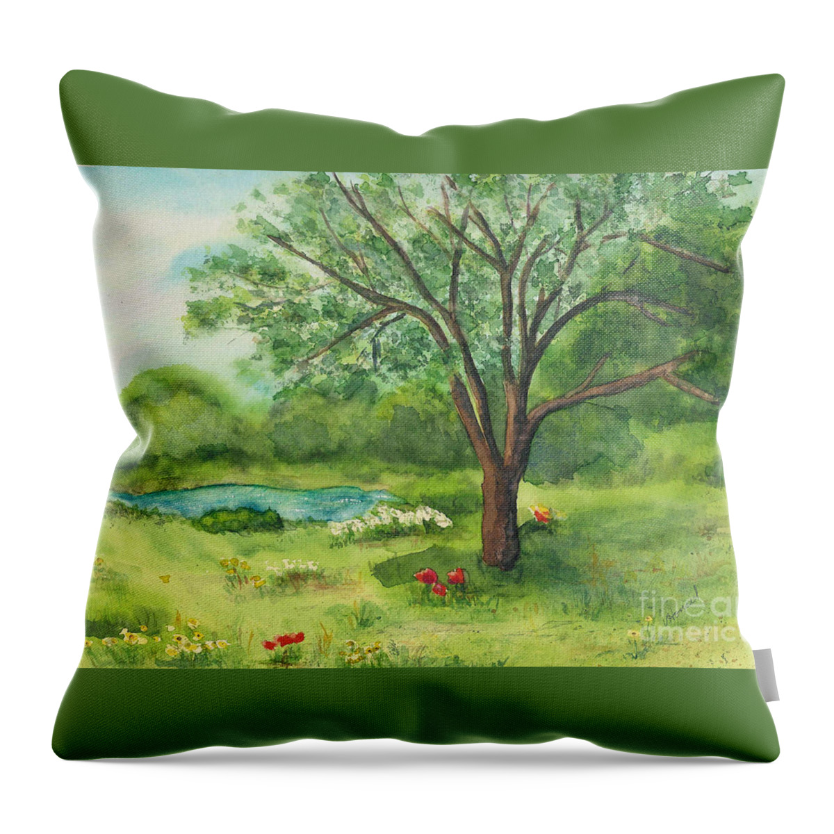 Landscape Throw Pillow featuring the painting Pedro's Tree by Vicki Housel