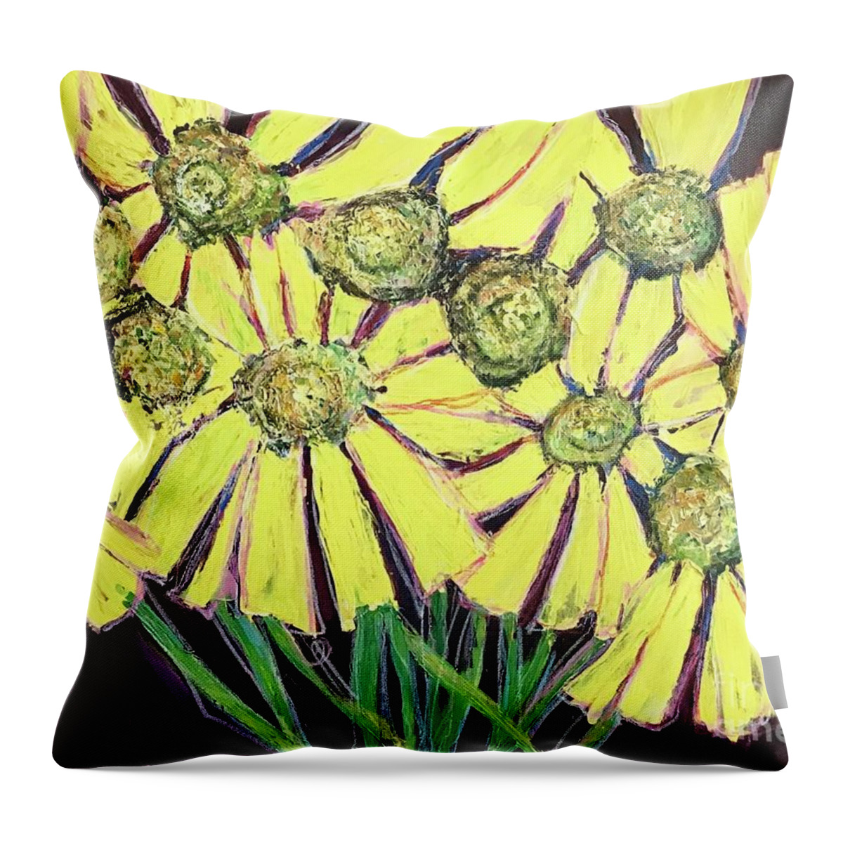 Floral Throw Pillow featuring the painting Peepers Peepers by Sherry Harradence