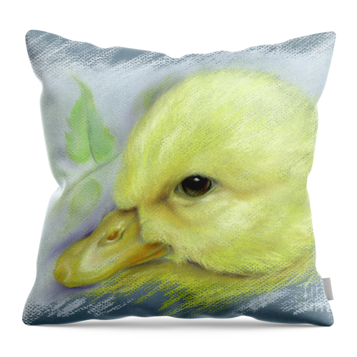 Duck Throw Pillow featuring the painting Pekin Duckling Portrait by MM Anderson