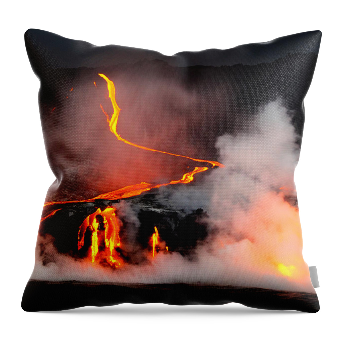 Lava Throw Pillow featuring the photograph Pele's Fury Kilauea National Park by Lawrence Knutsson