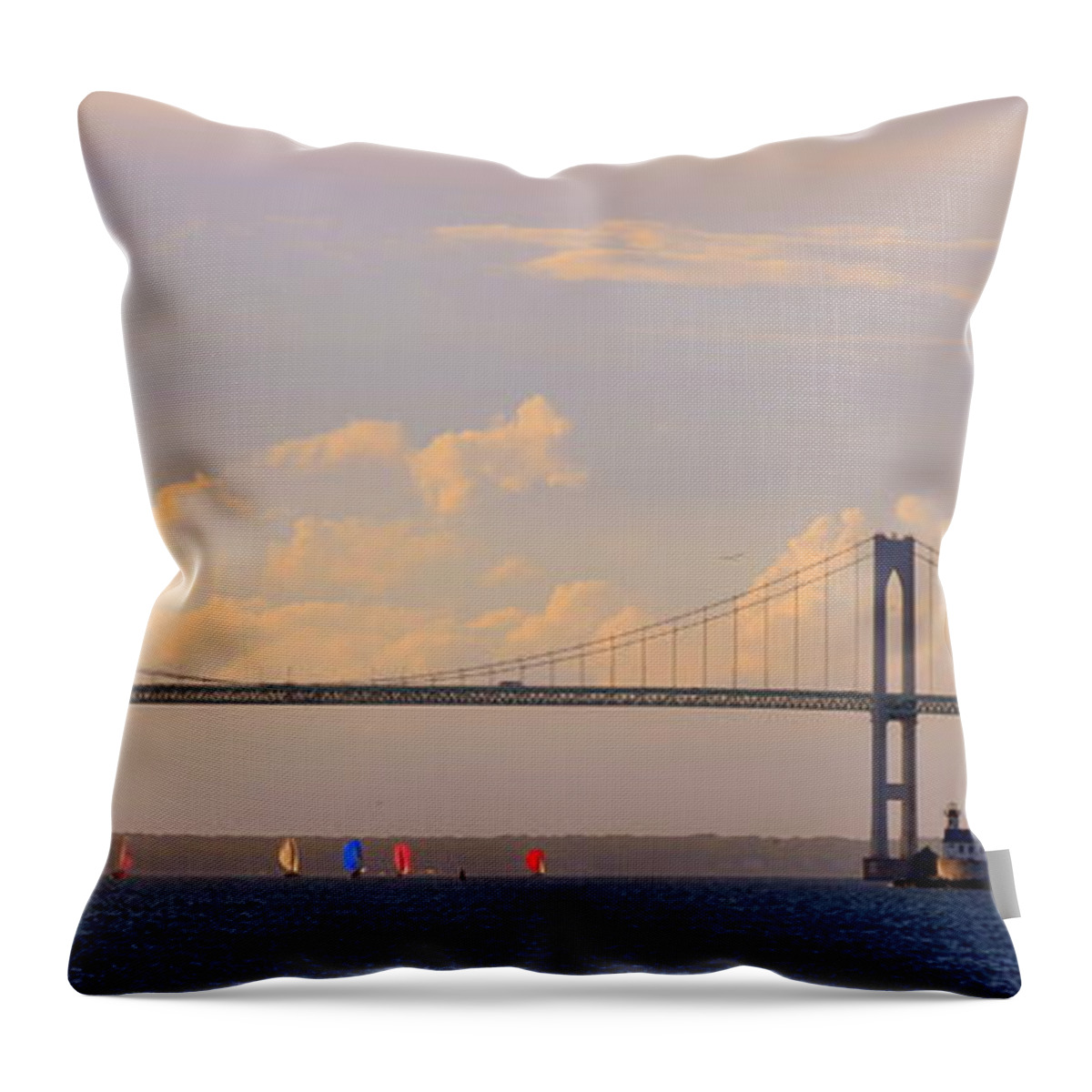 Bridge Throw Pillow featuring the photograph Pell Bridge by Lennie Malvone