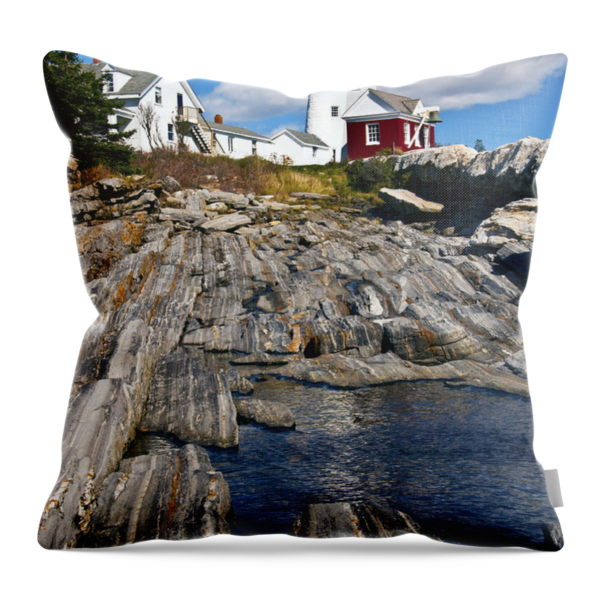 Pemaquid Point Lighthouse Throw Pillow featuring the photograph Pemaquid Point Lighthouse Maine 9 by Glenn Gordon