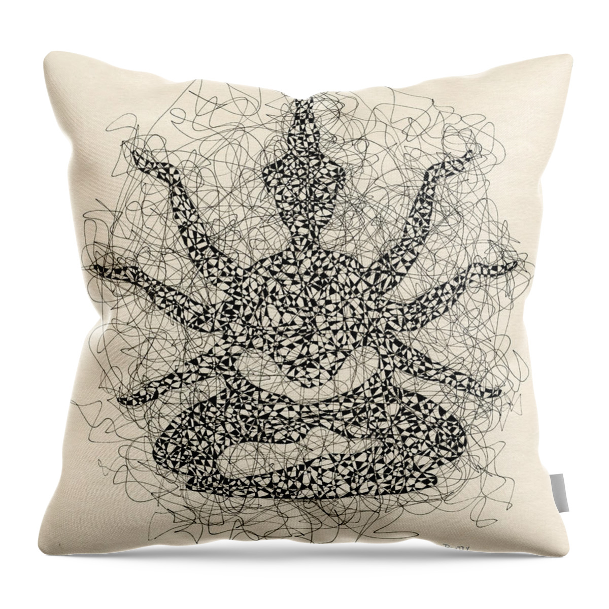 Buddha Throw Pillow featuring the drawing Pen and Ink Drawing Buddha by Karla Beatty
