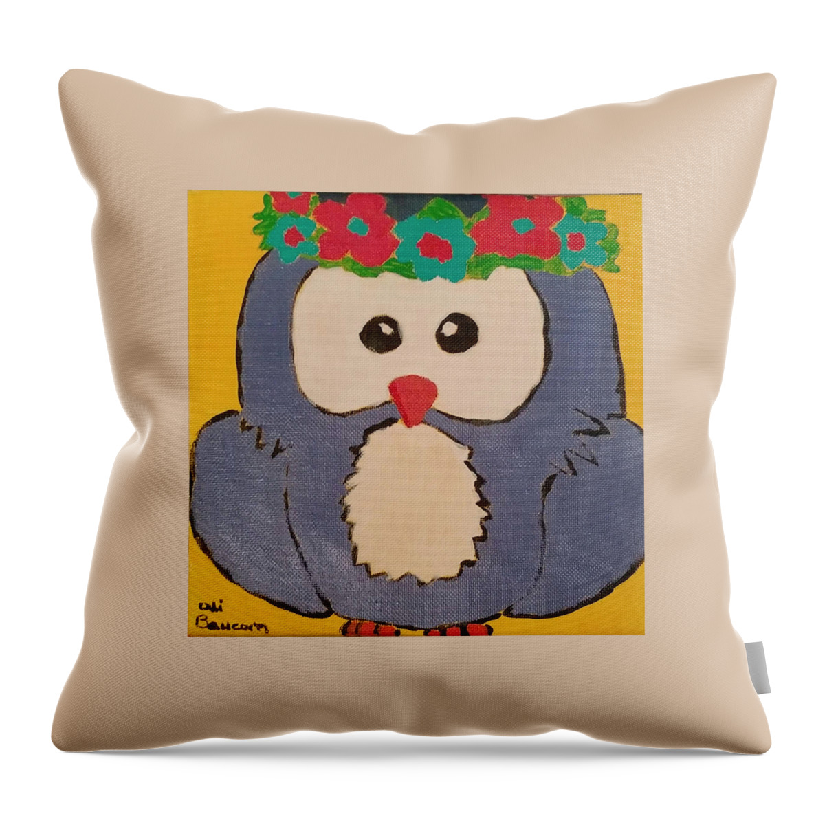 Owl Throw Pillow featuring the painting Penelope by Ali Baucom