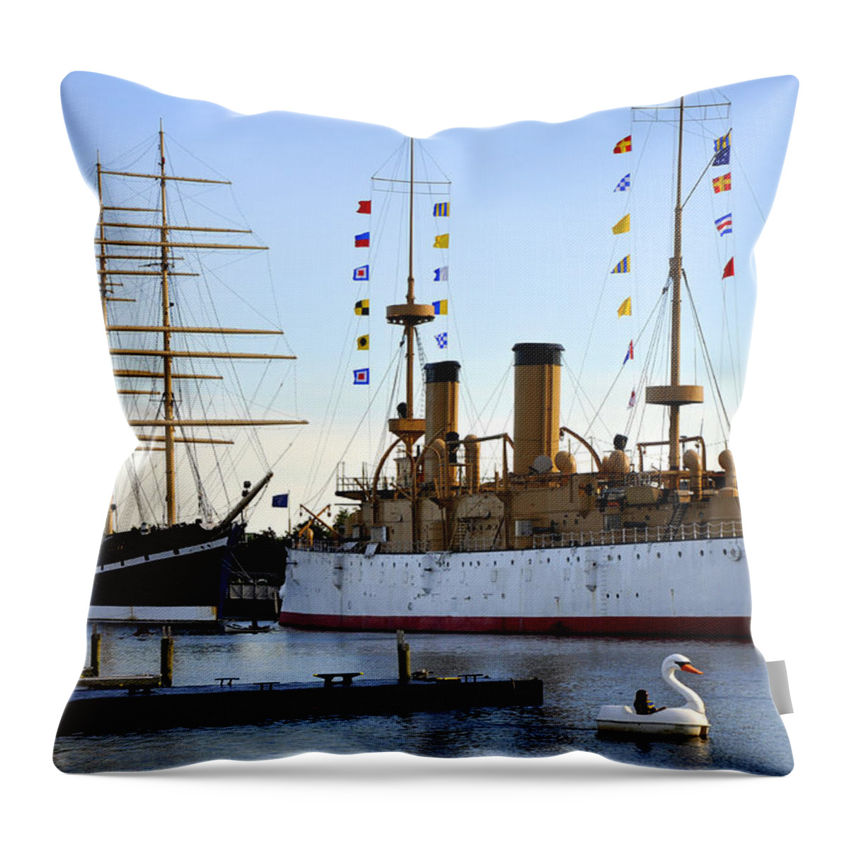 Penn's Landing Throw Pillow featuring the photograph Penn's Landing 2015 by Andrew Dinh