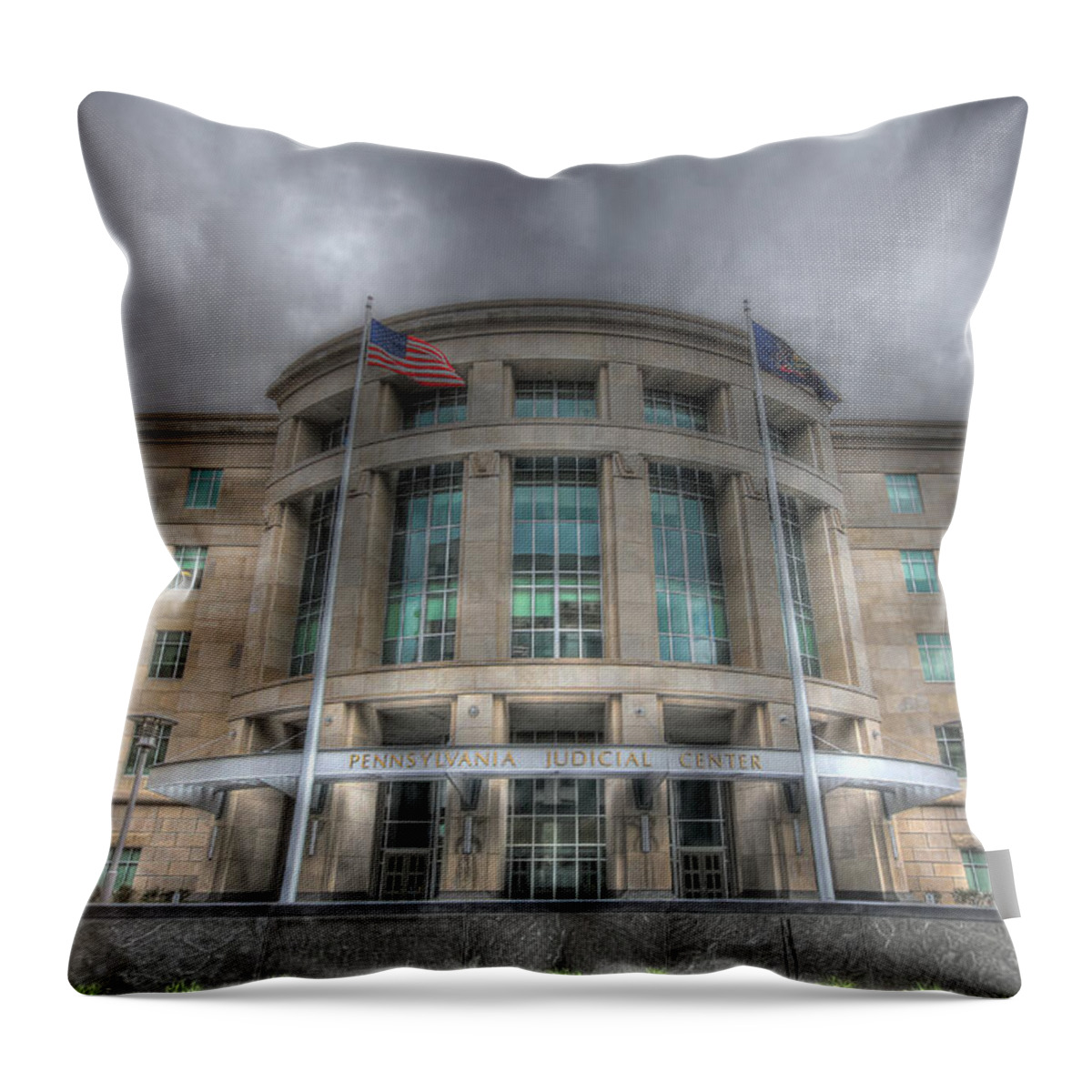 Harrisburg Throw Pillow featuring the photograph Pennsylvania Judicial Center by Shelley Neff
