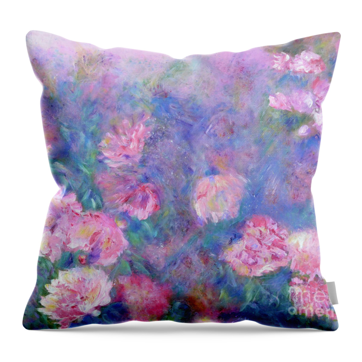 Peonies Throw Pillow featuring the painting Peonies by Claire Bull
