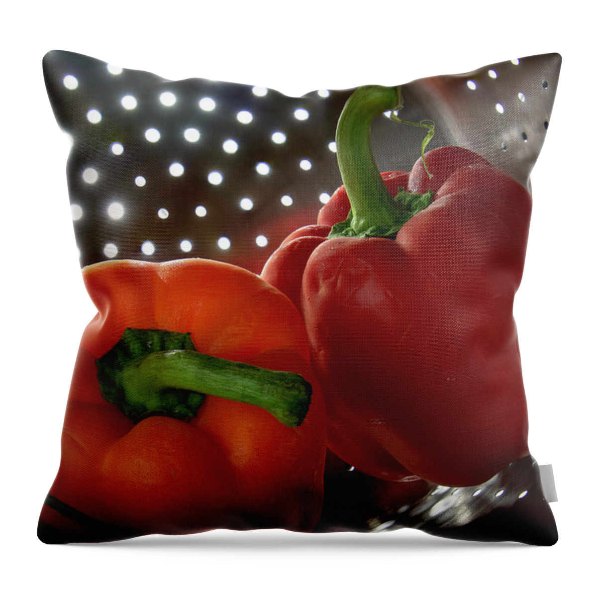 Pepper Throw Pillow featuring the photograph Peppers by Karen Smale