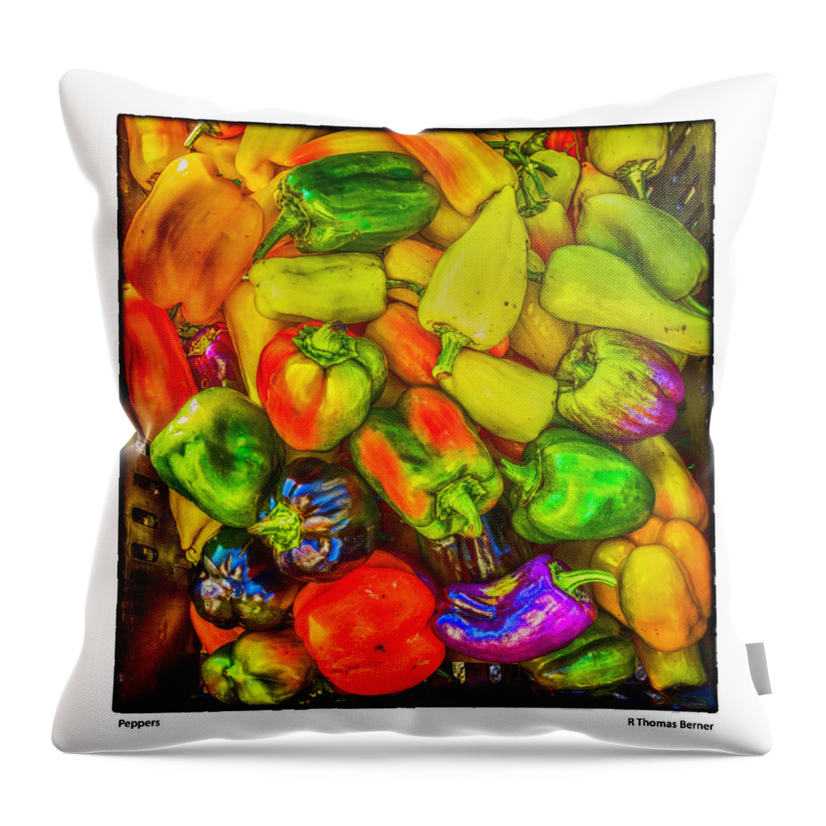 Market Throw Pillow featuring the photograph Peppers by R Thomas Berner