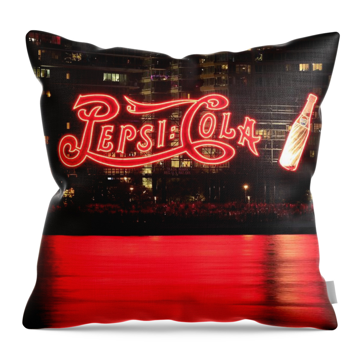  East River Throw Pillow featuring the photograph Pepsi Time by Catie Canetti