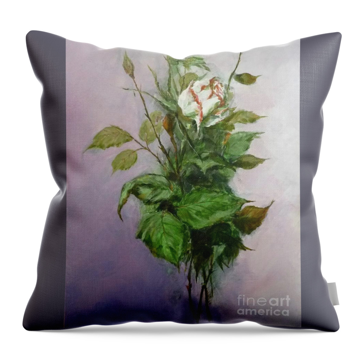 Rose Throw Pillow featuring the painting Perfect for the table by Lizzy Forrester
