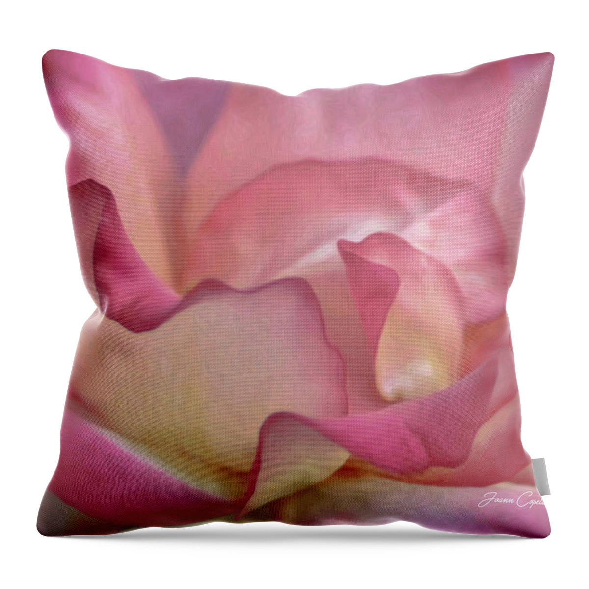Pink Rose Petals Throw Pillow featuring the photograph Pink Rose Petals by Joann Copeland-Paul