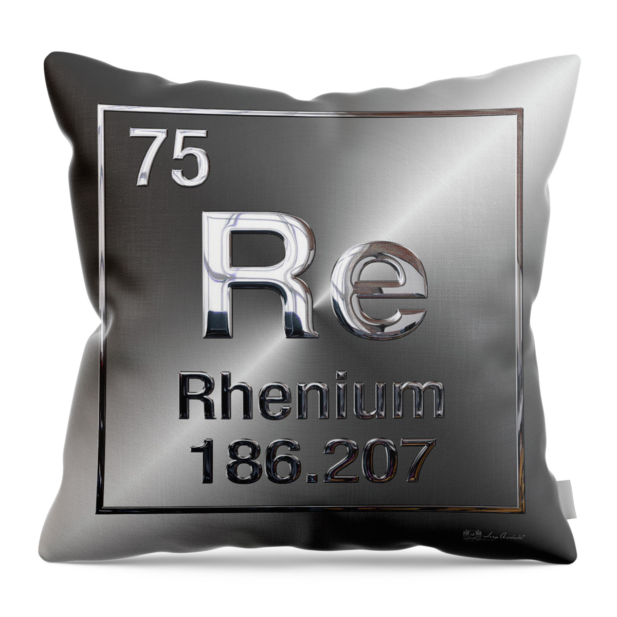 'the Elements' Collection By Serge Averbukh Throw Pillow featuring the digital art Periodic Table of Elements - Rhenium by Serge Averbukh