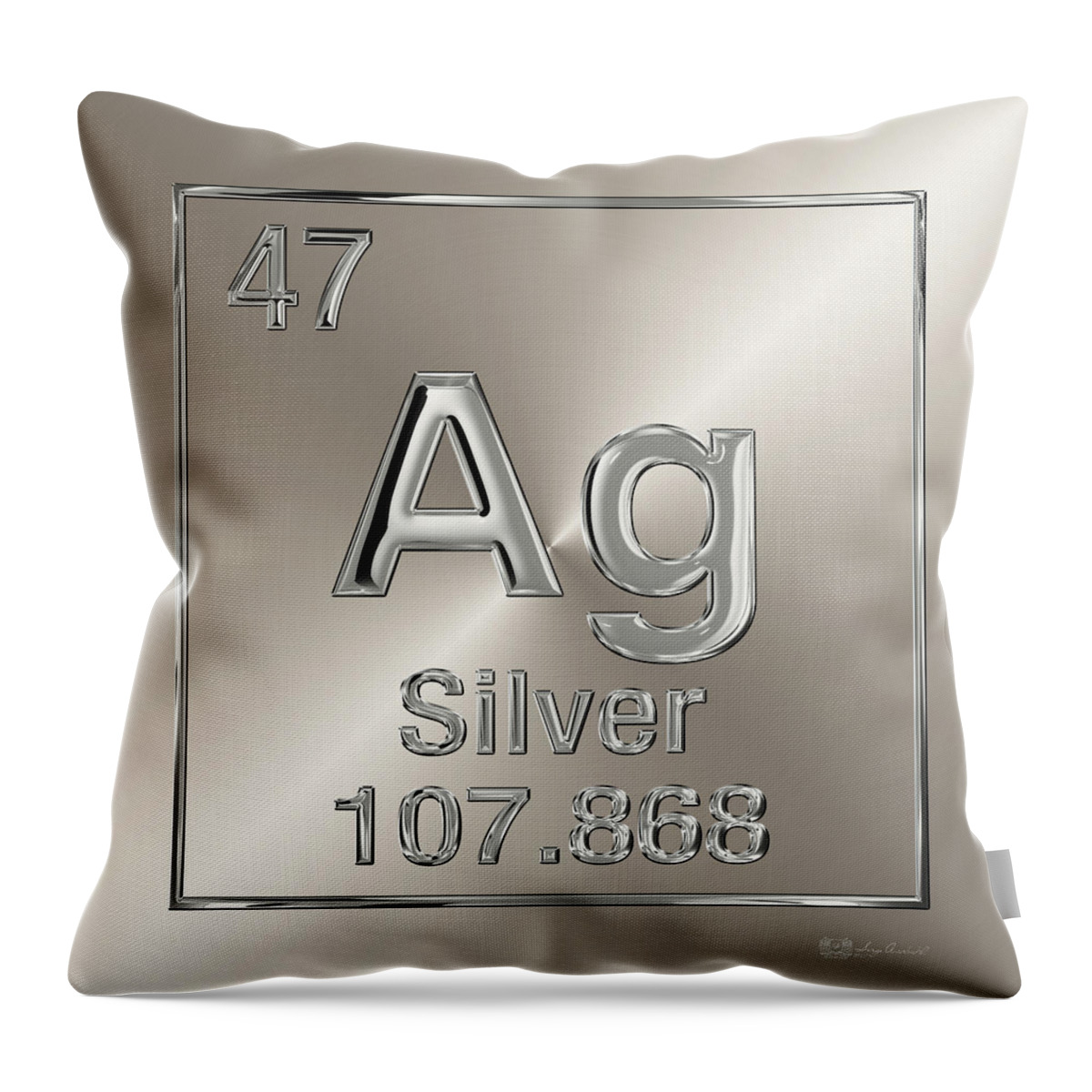 'the Elements' Collection By Serge Averbukh Throw Pillow featuring the digital art Periodic Table of Elements - Silver - Ag by Serge Averbukh