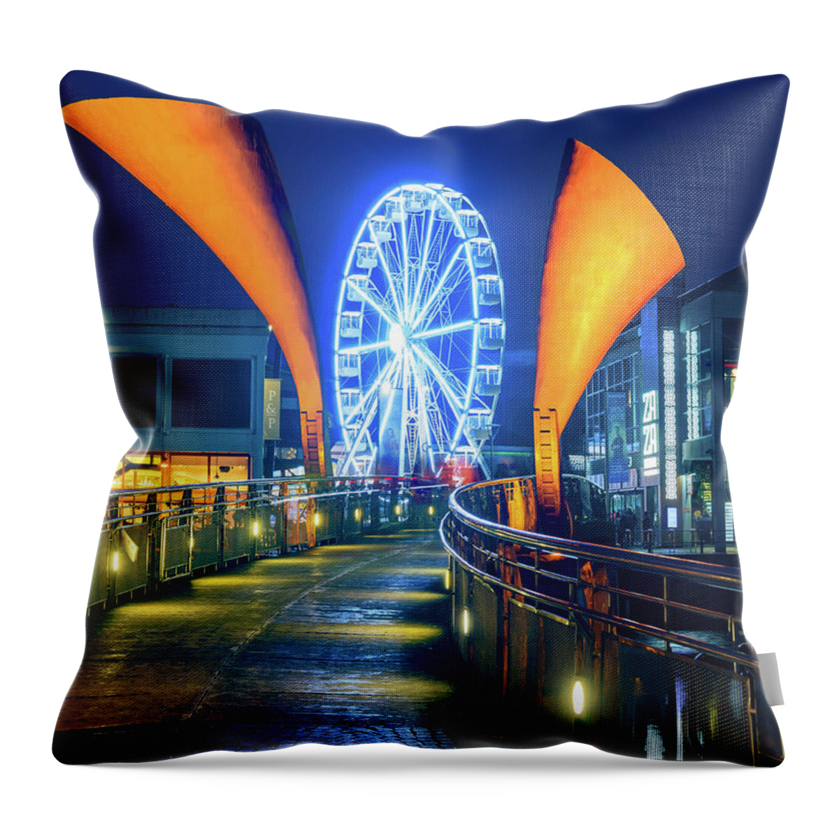 Christmas Throw Pillow featuring the photograph Pero Bridge and Big Wheel, Bristol by Colin Rayner