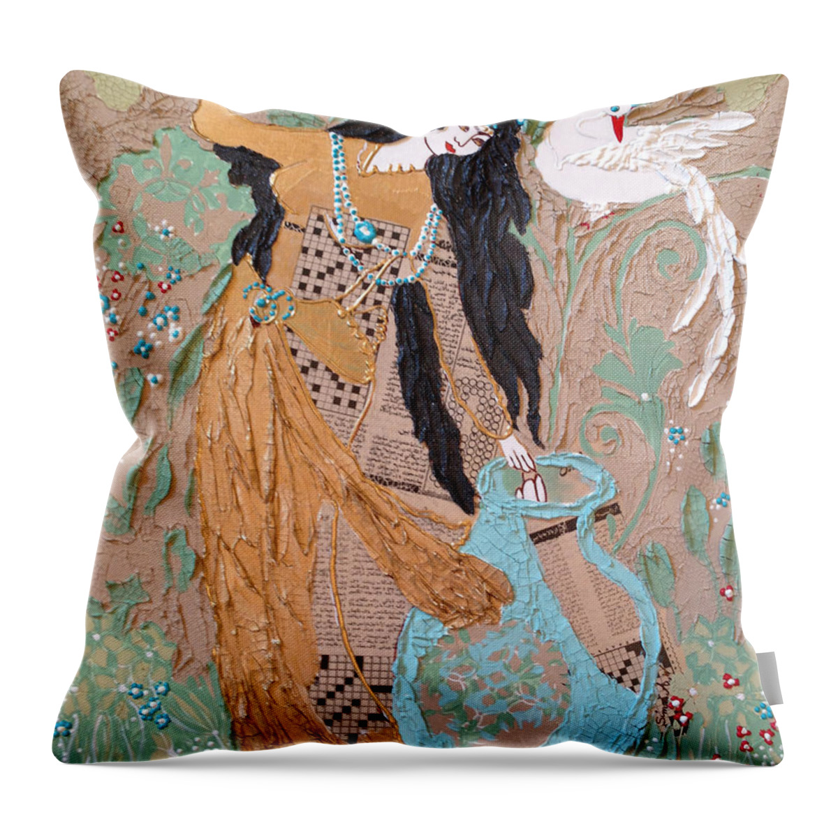 Persian Throw Pillow featuring the painting Persian painting 3D by Sima Amid Wewetzer
