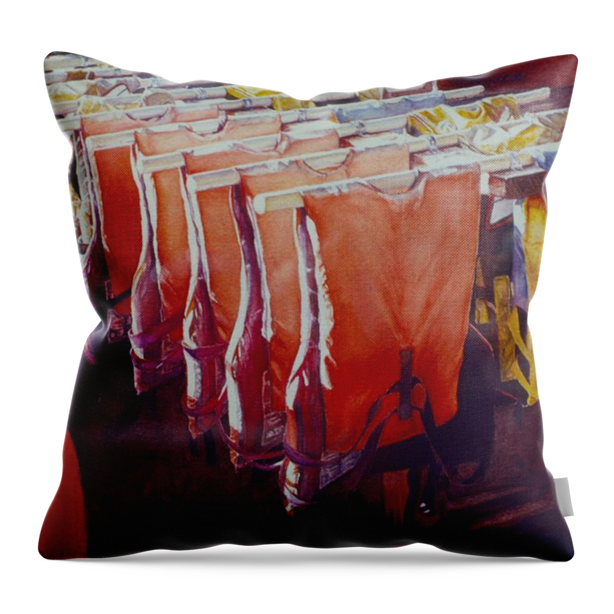 Landscape Throw Pillow featuring the painting Personal Flotation #1 by Barbara Pease